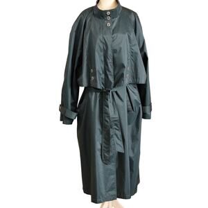 VTG Maggie Lawrence Collection Teal Rain / Trench Coat Women's sz 22 / 24